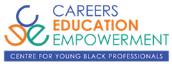 Logo for the Centre for Young Black Professionals featuring the words "Careers, Education, Empowerment" in vibrant colors, symbolizing support for youth development and empowerment.