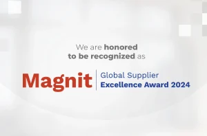 Text graphic announcing SPECTRAFORCE's recognition for the 2024 Magnit Global Supplier Excellence Award, emphasizing pride and honor.