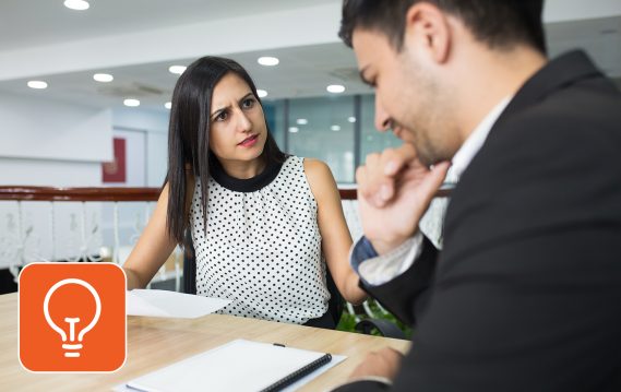 An angry coworker in an office setting