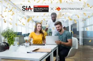 Spectraforce team celebrating recognition as one of SIA's 2025 best staffing firms to work for.